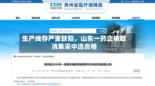 生产线存严重缺陷，山东一药企被取消集采中选资格-第2张图片